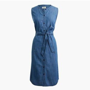 J. Crew Chambray Blue Button Dress XXS Sleeveless Belt